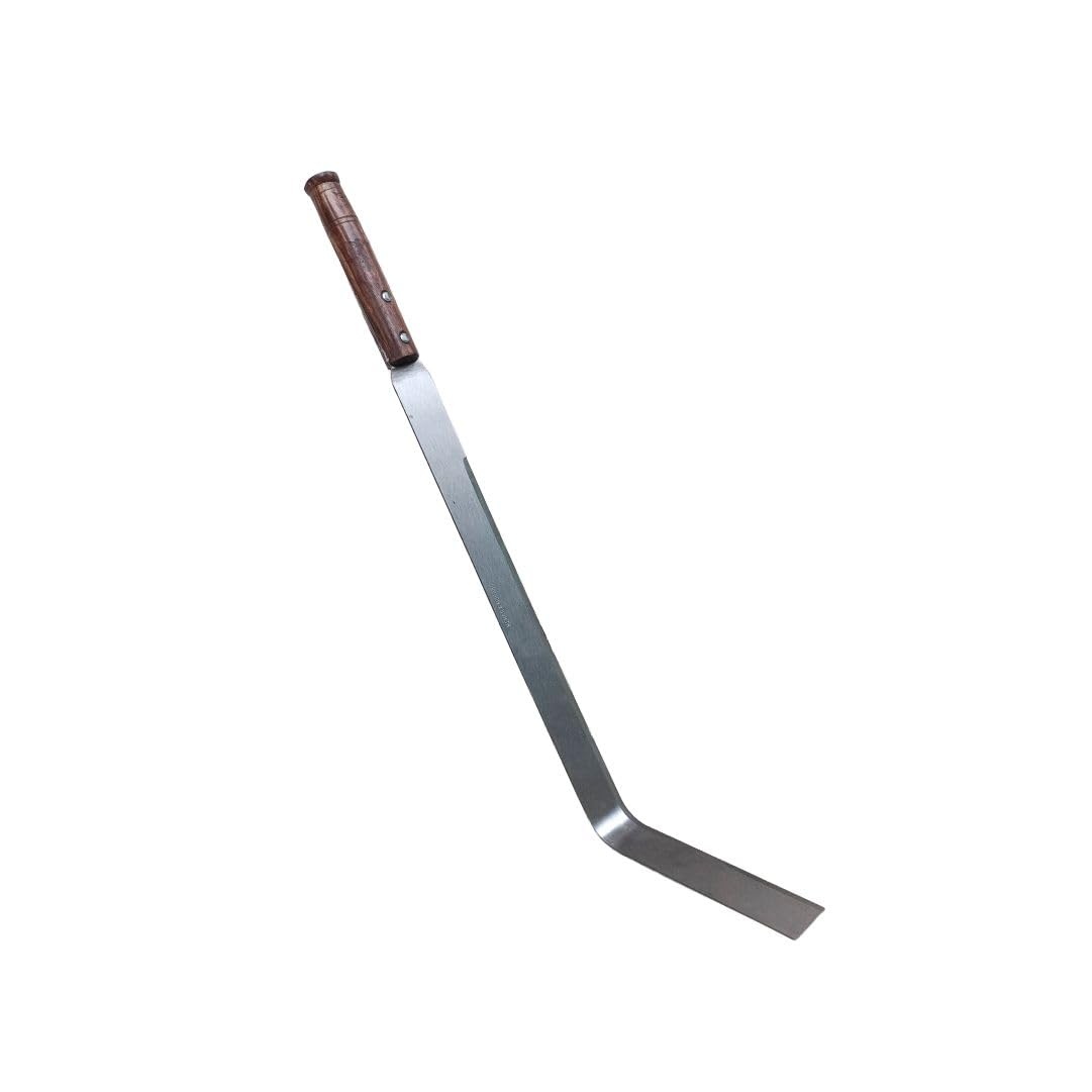 Mischief Green Grass Cutting Sword with Wooden Handle, Long Steel Blade | Bent Angle | Grass and Weed Cutting Tool