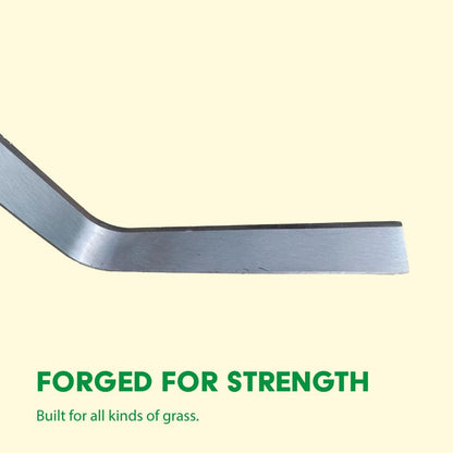 Mischief Green Grass Cutting Sword with Wooden Handle, Long Steel Blade | Bent Angle | Grass and Weed Cutting Tool