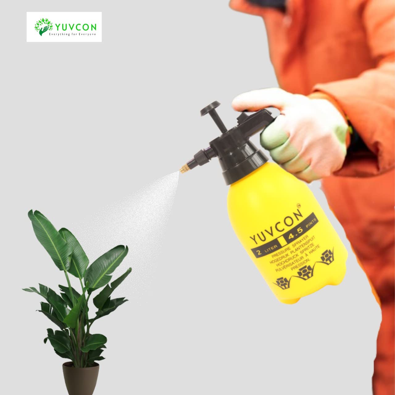 Yuvcon 2 Liter Pressure Sprayer: Compact and Efficient for Gardening, Spray bottle for Plants - Mischief Green