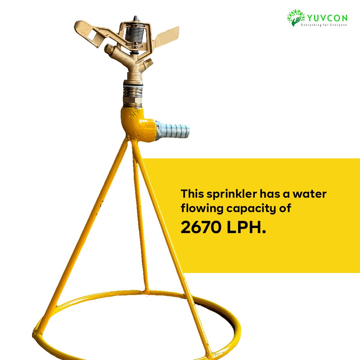 Yuvcon Brass Sprinkler with Stand: Sturdy and Efficient Irrigation Solution, 3/4 inch Sprinkler