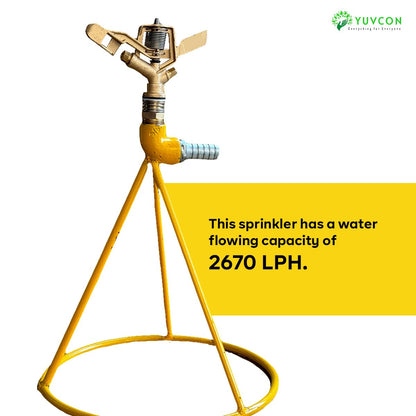 Yuvcon Brass Sprinkler with Stand: Sturdy and Efficient Irrigation Solution, 3/4 inch Sprinkler