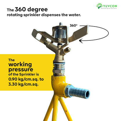 Yuvcon Brass Sprinkler with Stand: Sturdy and Efficient Irrigation Solution, 3/4 inch Sprinkler