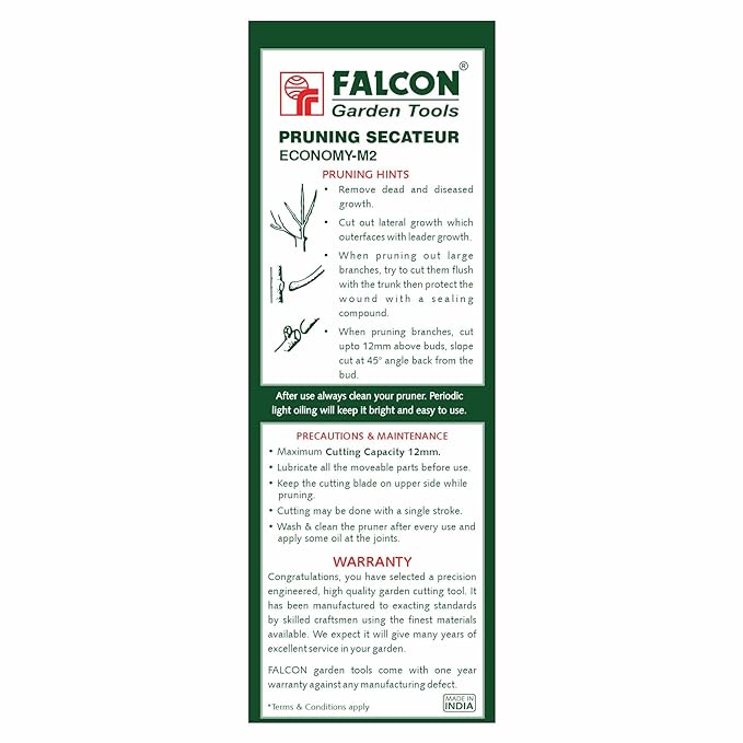 Falcon Secateur ECONOMY-M2 | Precision Pruning Garden Secateur with Safety Lock