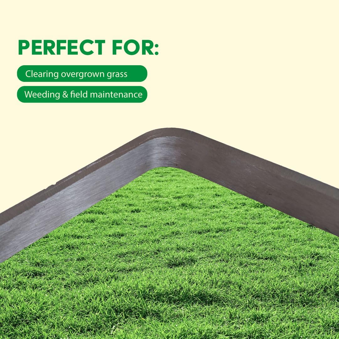 Mischief Green Grass Cutting Sword with Wooden Handle, Long Steel Blade | Bent Angle | Grass and Weed Cutting Tool